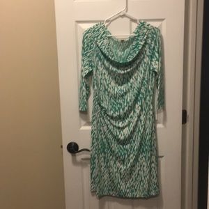 Loft Green and White Dress
